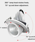Top Shelf Led Recessed Downlight With 360 Rotation Adjustable Color Temperature Smooth Install For Bedrooms Bright Vibes Energy Saving Chrome Housing Ceiling Spotlight with 360° head and 70° vertical adjustment.