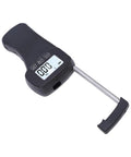 Pocket Powerhouse 11 lb Digital Force Gauge With Bright Backlit Display Handheld Push Pull Tester showing digital screen and probe.