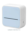 Light Blue Portable Thermal Label Maker Machine With Wireless Connectivity For iOS And Android Devices Featuring Inkless Mini Photo Printing Capabilities And OCR Text Recognition Technology For Smart Home Office Organization And Easy Note Taking On The, compact design, dimensions 3.3x3.3x1.7 in