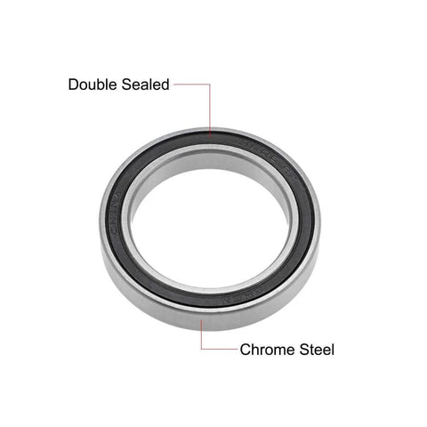 6806-2RS Sealed Ball Bearings 30mm ID x 42mm OD x 7mm Width, double-sided chrome steel, close-up view.