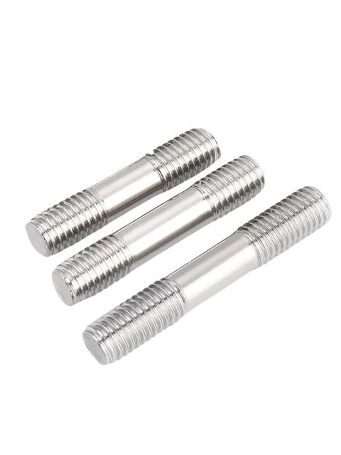 Three 304 stainless steel double-ended threaded studs, M8x80, silver.