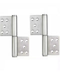 Tough As Nails Five Inch Stainless Steel Flag Door Hinge with dual mounts and hole patterns for secure fitting.