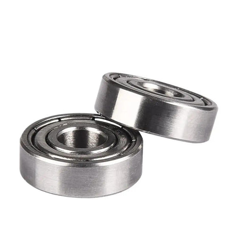 2000 Pack S695ZZ 420 Stainless Steel Deep Groove Ball Bearings 5X13X4mm two precision bearings showing stainless steel construction.