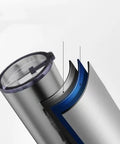 Cross-section of stainless steel insulated travel cup for Automatic Coffee Maker With Built In Grinder And Insulated Travel Cup.