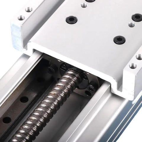 Fully Enclosed Linear Guide Module Built Tough For Heavy Load Jobs, 125mm Wide, 1605 And 1610 Ballscrews, Includes 2 HGH15CA Blocks, Sliding Table With Dust Proof Cover And 60mm Servo Bracket, SFU1605 100mm Compatible, enclosed ballscrew rail close-up