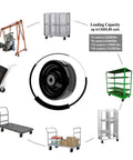 Built Rugged 6 Inch Phenolic Caster Wheels 2 Inch Wide Heavy Duty Rollers With Straight Bearings And Black Flat Tread Rated 1200 Lbs Each Runs Like A Charm Two Pack For Shop Carts shown with loading capacity and various cart applications.