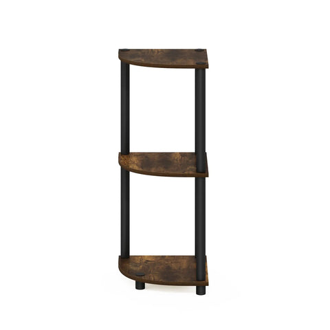 Solid Three Tier Corner Bookshelf For Living Room And Small Apartment Space Saving Setup With Open Display Tiers sleek design in amber pine.