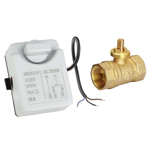 Heavy Duty DN20 Brass Ball Valve Paired With A Knockout 3 Wire Motorized Actuator For Seamless AC220V Control And No Sweat Manual Override For Every Construction Project, showing actuator and valve components.
