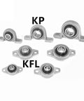 Heavy Duty Zinc Alloy Pillow Block Linear Bearing Smooth Ball Support set of KP and KFL models for 8 to 20MM bores.