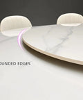 Close-up of Large Round Marble Lazy Susan 12mm Thick 31.5 Inch Rotating Serving Turntable showing rounded edges on white marble.