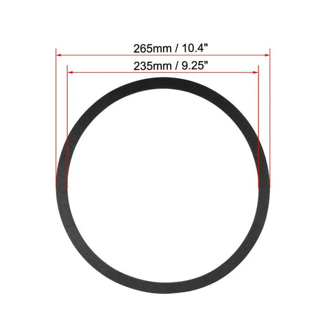 Top Tier Heavy Duty Black Eva Foam Speaker Surround Edge Ring 10 Inch showing dimensions 265mm OD and 235mm ID for audio repairs.