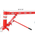 1000 Lb Engine Hoist Cherry Picker Telescopic Boom Swivel Base Manual Hydraulic Heavy Duty Shop Crane side view with measurements.