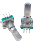 30-Position Rotary Encoder Switch With 15-Pulse Per Rotation And Integrated Push Button, metal plastic construction, vertical mount