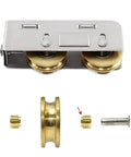 Heavy Duty 6 Piece Sliding Door And Window Pulley Kit With Silent Double Copper Wheels, showing a metal pulley system with copper wheels.