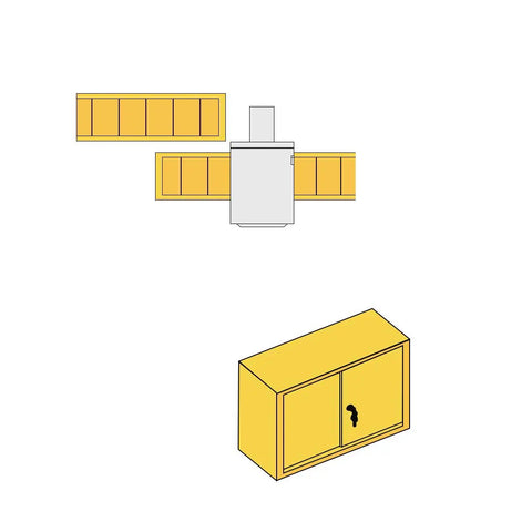 Rock Solid Push Button Drawer And Desk Latch Lock With Quick Install Premium Chrome Plated Zinc Alloy Hardware Fully Keyed Alike Set for yellow cabinet.