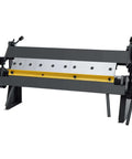 24 Inch Sheet Metal Pan And Box Brake Workhorse Hand Tool for bending steel aluminum copper, side view of heavy-duty metal construction