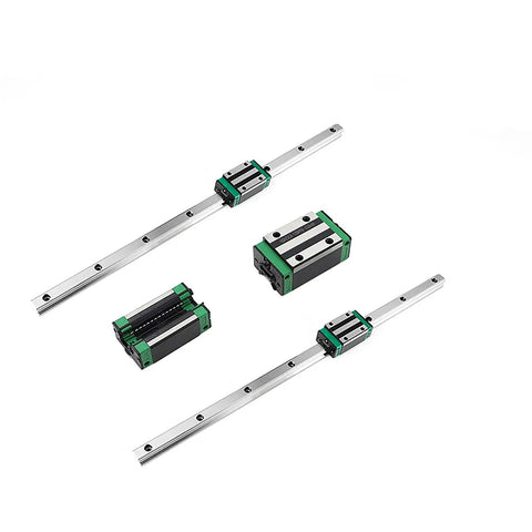 Rock Solid 16mm Ballscrew Kit 1300mm SFU1610 RM1610 Pairs Plus 20mm Linear Motion Rail Set with green and black linear blocks.