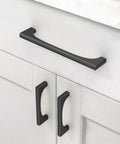 10 Pack 5 Inch Matte Black Cabinet Pulls Heavy Duty Metal Drawer Handles For Kitchen Cupboards Rust Proof Solid Hardware Straight Up Durable Quick Swap Install Premium Look mounted on white cabinetry.