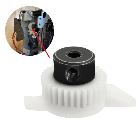 Heavy Duty Replacement Sewing Machine Pinion Gear Straight Swap For Singer Parts, detailed view of gear with steel and plastic.