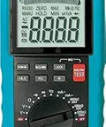 EM580A Insulation Multimeter with DC and AC voltage and current, blue handheld device with analog bar graph display