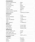 Technical specifications for 10 Pack 6700 Zz Miniature Ball Bearings 10X15X4Mm with chrome steel materials and dimensions.