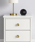 10 Pack Champagne Bronze Cabinet Knobs on white dresser, 1.4 Inch Round Cabinet Pulls for Modern Single Hole installation