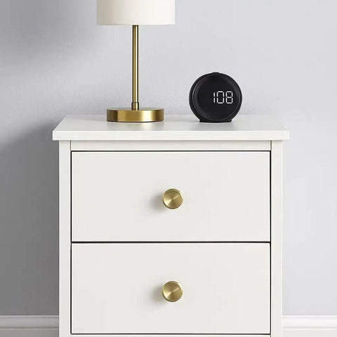 10 Pack Champagne Bronze Cabinet Knobs on white dresser, 1.4 Inch Round Cabinet Pulls for Modern Single Hole installation