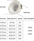 4 Pack Recessed Downlights Indoor Ceiling Spotlights Adjustable Eyeball Design Airtight IC Rated showing frame size and power specifications.