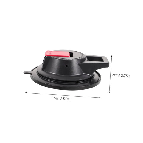 Side view of Heavy Duty Camping Cup Anchor with Suction Cup Hanger made of black ABS material, measuring 15x7 cm.