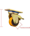 Heavy Duty Cast Iron Caster Wheels With Locking Brakes Rock Solid Industrial Design Built Tough For Heavy Loads, showing a single wheel with dimensions.