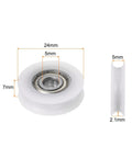 2Pcs Heavy Duty Deep U Groove Nylon Guide Roller Bearings With Smooth Glide Action And Dual Rubber Seals For Effortless Door And Window Track Systems No Fuss Quick Swap Replacement Wheels, 24mm diameter and 7mm height.