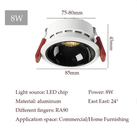 UBNMIUBV 9 Pack White Aluminum Led Recessed Lighting Kits - 8W, 10W, 12W, 15W, 20W Adjustable Downlights, 8W size, aluminum.