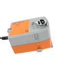 Heavy Duty Rotary Actuator Featuring A Foolproof Fail Safe Mechanism For Standard Ball Valves TRF24 Ac Dc 24v side view with Orange and Grey casing