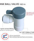 Top Shelf 10 Pack Of 1/4 Inch Push To Connect Ball Valves With Npt Threads And Female Elbow Shutoff Fittings For Ro Systems Water Filters Kitchen Plumbing And Drip Irrigation No Sweat Install Guaranteed, showcasing a tank ball valve with quick connect fitting.