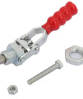 Heavy Duty Toggle Clamp With Push Pull Action Galvanized Iron 100kg Holding Force 20mm Travel M16 Screw Quick Positioning For Welding Jigs Mold Fixtures Inspection Tools Movable Bases, red handle