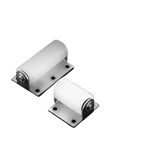 Premium Heavy Duty Sliding Door Rollers With Reinforced Nylon Bearing Pulley And Rustproof Stainless Steel Bracket side view of two rollers