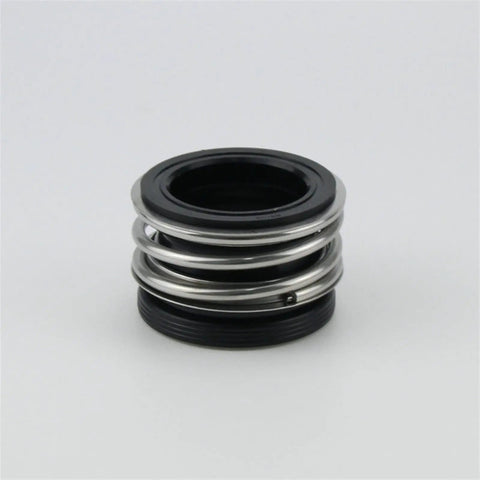 Tough As Nails Heavy Duty Mechanical Water Pump Shaft Seal With Single Coil Spring SiC Ceramic Sealing Faces And Nbr Backup Gasket For Dependable Plumbing Fixes, detailed view of seal with black rubber and silver springs.