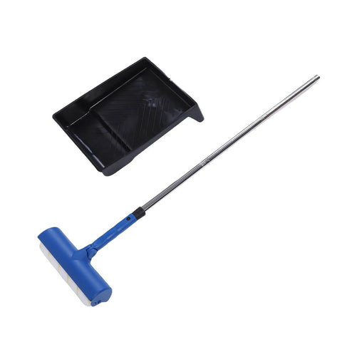 Pro Grade Telescoping Paint Roller Kit With Heavy Duty Stainless Steel Extension Pole Conquer High Ceilings And Tall Walls Without A Ladder Straight Up Project Essential includes paint tray and roller.