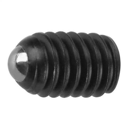 Ten Piece M4mm Hex Socket Ball Spring Plungers Crafted From Rock Solid Carbon Steel For No Hassle Installation And Tight Pressure Positioning On Any Project You Take On - close-up of a black carbon steel ball plunger.