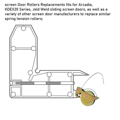 Diagram of 4 Pack Sliding Screen Door Spring Tension Rollers Replacements For Arcadia KD Series And KDEX20 Doors