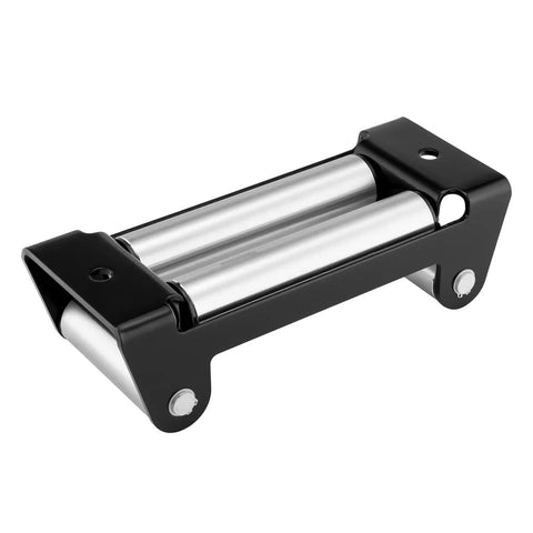 Beefed Up 10 Inch 4 Way Winch Roller Fairlead for 8000 to 17500 lb trucks or SUVs, heavy gauge steel design with rolling rollers.
