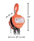 Heavy Duty Manual Chain Hoist For Industrial Use 15 Ft Lift 4000 Lb Capacity Grade 80 Chain Stamped Steel Housing Orange Finish