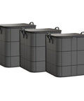 Heavy Duty Nonwoven Storage Bins Three Pack With Sturdy Handles, large black organizers for quilts and clothes.