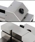 Close-up of Dead Nuts Precise 2 Inch Fast Moving Machine Vise showing alloy steel jaws and adjustable mounting features.