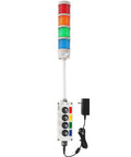 Slick Four Stack Led Andon Tower Light For Busy Factory Floors And Production Lines With Bright Status Alerts And Dead Reliable Performance For Tough Workshop Rigs, with colored LEDs and control panel.