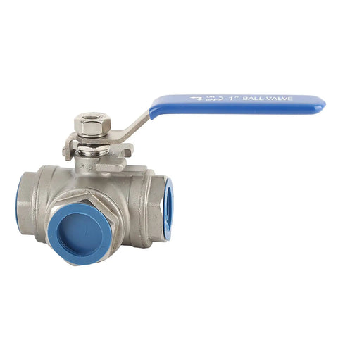 Heavy Duty One Inch Three Way L Type Ball Valve Female Threads 304 Stainless Steel Knockout Quality Twist Handle for plumbing