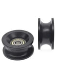 Heavy Duty Nylon U Shaped Cable Pulley With Silent Ball Bearings for smooth curtain track ride, showing two angles of the pulley.