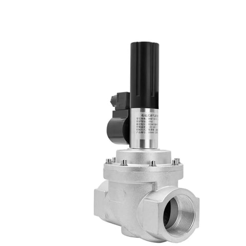 Gas Emergency Cut Off Solenoid Valve With Linkage For Industrial And Commercial Use DN25 DN32 DN40 DN50 Thread 0.1 MPa Rated Heavy Duty Pro Grade Electric Valve For Safe Gas Shutoff And Quick System Integration, threaded silver body