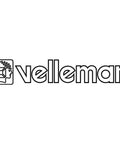 Velleman logo in black outline on white background, brand logo representing quality electronics industry.