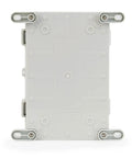 Outdoor Waterproof Electrical Junction Box With Sealed Power Distribution Enclosure And Hasp Locking Mechanism Heavy-Duty ABS Weatherproof Box Built To Take A Beating In Real-World Outdoor Electrical Setups. White ABS enclosure with hasp locking tabs, front view